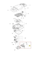 Łącznik robota koszącego AUTOMOWER 450X Husqvarna, widok z góry, rozłożony. Metalowo-plastikowy, szaro-czarny, z wyraźnymi oznaczeniami i numerami części oraz elementami mocującymi.