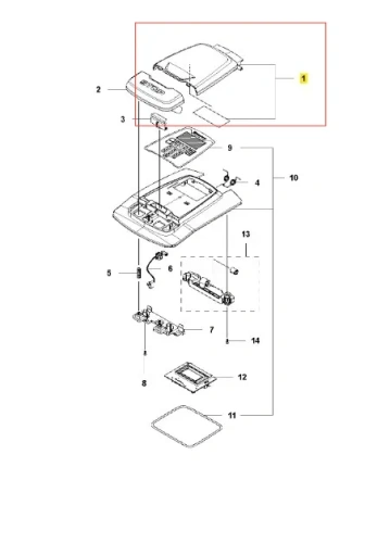 Szara osłona do robota koszącego AUTOMOWER 315X Husqvarna, z wentylacją, na białym tle. Chroni urządzenie przed warunkami atmosferycznymi, pokazuje elementy i mocowania.