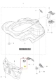Uchwyt robota koszącego AUTOMOWER 430X Husqvarna w ciemnoszarym kolorze, aerodynamiczny, z widocznym otworem montażowym, logo Husqvarna i czarnymi elementami mocującymi na białym tle.