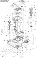 Sprężyna do robota koszącego Automower 330 X Husqvarna, metalowa, o cylindrycznym kształcie, umieszczona w złożonym układzie części. Widoczne szczegóły montażowe oraz oznaczenia numerów części. Tło białe.