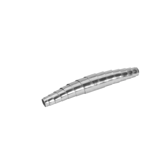 Metalowa tulejka do robota koszącego Automower 320 NERA, cylindryczna z segmentami, nowa, bez śladów użytkowania, z gładką powierzchnią i logo Husqvarna, zdjęcie na jednolitym tle.