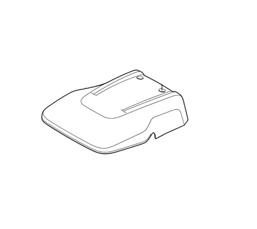 Zaślepka robota koszącego Automower 560 EPOS Husqvarna w kolorze czarnym. Produkt leży płasko, z widocznymi liniami konturowymi i dwoma otworami montażowymi. Tło proste, białe. Idealna do zabezpieczenia elementów robota.