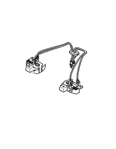 Zestaw okablowania do robota koszącego Automower 560 EPOS Husqvarna. Składa się z dwóch modułów z wyprowadzeniami, każdy w białym kolorze. Elementy połączone są delikatnymi przewodami, widoczne mocowania. Produkt umieszczony na jednolitym tle.