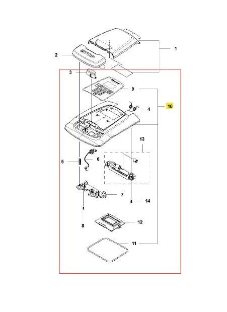 Osłona zestawu robota koszącego AUTOMOWER 310 Husqvarna w kolorze czarnym, z widocznymi elementami montażowymi. Produkt przedstawiony z góry, w formie rozłożonej, ukazujący detale konstrukcyjne. Tło graficzne na białym tle.