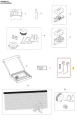 Zestaw akcesoriów do robota koszącego Automower Aspire R4 Husqvarna, w tym dwa elementy zasilania, w pudełku z otwartą pokrywą, z widocznymi zapięciami oraz detalami montażowymi. Tło jasne, neutralne.