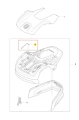 Klucz robota koszącego Husqvarna Automower Aspire R4, czarny, z narożnym elementem przyłączeniowym. Widok z góry, pokazujący wnętrze obudowy i element montażowy, do montażu i wzmocnienia struktury.