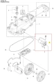 Silnik robota koszącego Husqvarna Automower Aspire R4, widok boczny, ciemnoszary z połyskiem, widoczne elementy elektroniczne, mechaniczne, kabel i złącza, detale funkcjonalne.