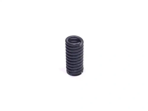 Czarny, cylindryczny amortyzator górny pilarki z spiralnymi rowkami, frontalne ujęcie, bezszwowe tło. Pasuje do modeli Husqvarna 371/372XP/365XP, niewielka wysokość, precyzyjny. Widoczna struktura materiału.