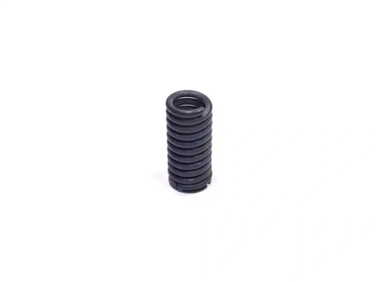 Czarny, cylindryczny amortyzator górny pilarki z spiralnymi rowkami, frontalne ujęcie, bezszwowe tło. Pasuje do modeli Husqvarna 371/372XP/365XP, niewielka wysokość, precyzyjny. Widoczna struktura materiału.