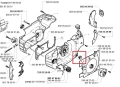 Amortyzator pilarki Husqvarna 254 w kolorze czarnym, wykonany z metalu, z okrągłym kształtem. Widok z boku, zbliżenie na mocowanie. Element ma czytelny numer części na obudowie. Umieszczony na białym tle, co podkreśla detale produktu.