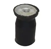 Amortyzator pilarki Husqvarna 254XP/257/357XP/365 w kolorze czarnym z metalowym, okrągłym dnem. Produkt widoczny w frontalnej pozycji, z detalem gwintu, idealny do montażu w pilarkach. Tekstura gładka, konstrukcja cylindryczna.