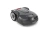 Robot koszący Husqvarna Automower® 310 Mark II w kolorze ciemnoszarym. Ujęcie z boku, produkt z niskim profilem, z widocznymi kółkami i logo Husqvarna na przedniej części. Wbudowane przyciski na górze obudowy. Bez tła, produkt na jednolitym tle.