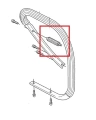 Amortyzator do pilarki Husqvarna, ukazany w zbliżeniu. Metalowy element o cylindrycznym kształcie, z widocznymi spiralkami. Na ilustracji widać także śruby mocujące, otoczony przez inne części. Tło jest proste, co podkreśla detal produktu.