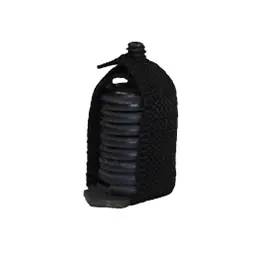 Amortyzator do pilarki Husqvarna 545/550XP/550XPG w czarnym, teksturowanym osłonie. Wyraźne wycięcia na górze. Widoczne sprężyny w środku, stojący, na jednolitym tle. Akcesorium do pilarki, oferujące wsparcie w trakcie pracy.