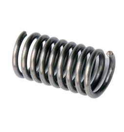 Amortyzator górny pilarki STIHL MS171, MS181, MS211, spiralny, metalowy, ciemnosrebrny. Leży na tle, długość około 10 cm, widoczne zwinięcie i krawędzie sprężyny, bez logo i oznaczeń.
