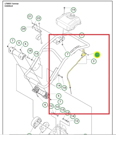 Dźwignia gazu zagęszczarki Husqvarna w kolorze czarnym, wykonana z metalu, z długim, ergonomicznym kształtem. Widoczna z boku, w zbliżeniu na uchwyt i dźwignię. Element montażowy z oznaczeniem, przeznaczony do precyzyjnej regulacji pracy maszyny.