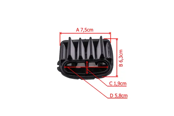 Czarny filtr powietrza do pilarki Husqvarna 550/560, prostokątny o wymiarach 7,5x6,3 cm, z czterema otworami wentylacyjnymi i gumowym uszczelnieniem, na białym tle, pokazujący szczegóły.