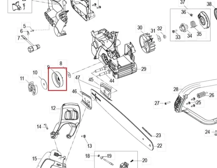 Bęben sprzęgła pilarki McCulloch CS50S, w kształcie okręgu, wykonany z metalu. Widoczny detal z wyraźnymi rowkami i otworem wewnętrznym. W ujęciu z boku, ukazuje mechanizm montażowy. Tło proste, białe, ułatwiające zauważenie detalu.