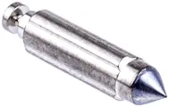Zawór iglicowy gaźnika Husqvarna, wykonany z metalu, o cylindrycznym kształcie i szpiczastym końcu. Produkt leży poziomo, na jednolitym tle. Widoczne wykończenie jest błyszczące, bez żadnych dodatkowych oznaczeń lub napisów.
