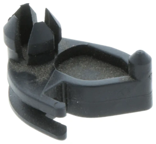 Dźwignia gaźnika pilarki Husqvarna 394XP, czarna, wykonana z tworzywa sztucznego, o kształcie ergonomicznym. Zbliżenie z boku, ukazujące detale mocowania oraz wewnętrzne wyprofilowanie. Tło jednolite, ułatwiające identyfikację produktu.