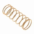 Złota metalowa sprężyna gaźnika do pilarek Husqvarna 36, 40, 55, cylindryczna, z sześcioma zwojami, na jednolitym tle, widok frontalny z detalem konstrukcji.