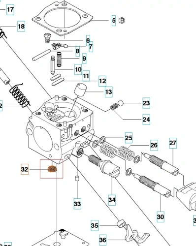 Sitko gaźnika do pilarki Husqvarna 357XP i wykaszarki 345R, wykonane z metalu, o okrągłym kształcie z drobnymi otworami, w kolorze szarym. Produkt leży na białym tle, ukazując szczegóły struktury oraz mocowania do gaźnika.