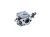 Gaźnik do piły Husqvarna 281 XP/288 XP w metalowym wykończeniu, widoczny z boku, z otwartą komorą powietrza. Zawiera dwa mocowania oraz wlot paliwa. Elementy montażowe i śruby wyraźnie widoczne. Tło proste, białe, co uwydatnia detale produktu.