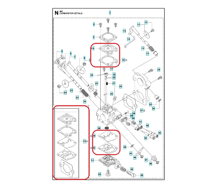 Zestaw-naprawczy-gaznika-Husqvarna-460-schemat
