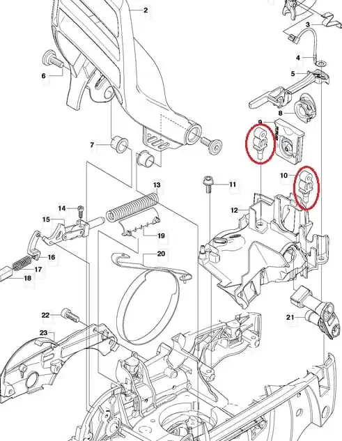 Katalog-czesci-Husqvarna-576-XP-umiejscowienie-wspornika-w-pilarce