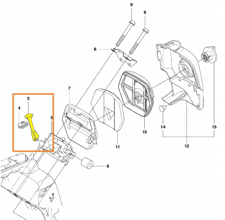 dzwignia-ssania-pilarki-Husqvarna-T425-schemat