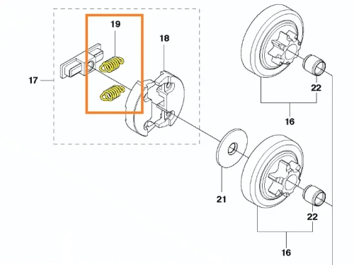 sprezyna-sprzegla-pilarki-T425-Husqvarna-schemat