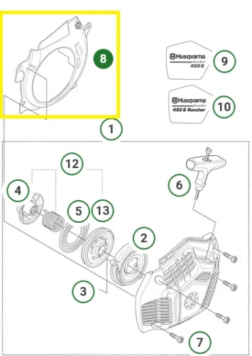 Oslona-wentylatora-pilarki-Husqvarna-450S-schemat