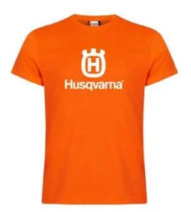 T-shirt pomarańczowy z dużym logo Husqvarna 