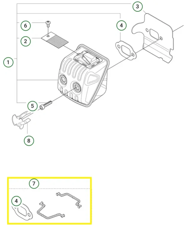 Uszczelka-tlumika-zestaw-w-pilarce-Husqvarna-450S-schemat