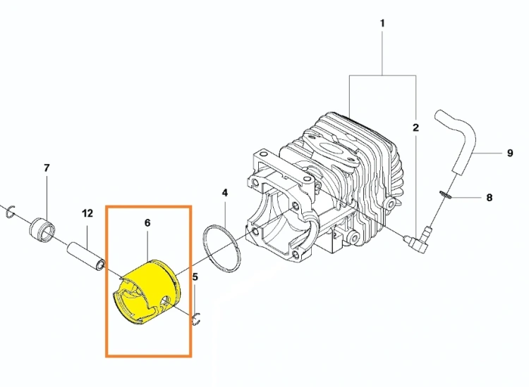 tlok-pilarki-spalinowej-T425-Husqvarna-schemat