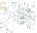 zdjęcie schematu śruby skrzyni korbowej pilarki spalinowej Husqvarna, śruba oznaczona kolorem żółtym i numerem 2,