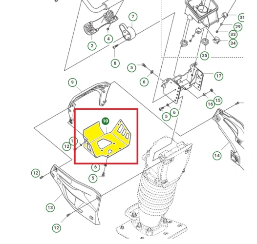 schemat przedstawia oryginalną pokrywę do zagęszczarek Husqvarna. Część jest wykonana z metalu. Pasuje do zagęszczarek LT 6005 i LT 5005.