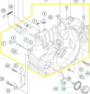 Zespół skrzyni korbowej pilarki 450S Husqvarna