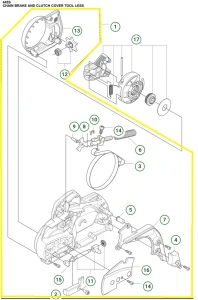 Zespół hamulca/pokrywa sprzęgła pilarki 445S Husqvarna