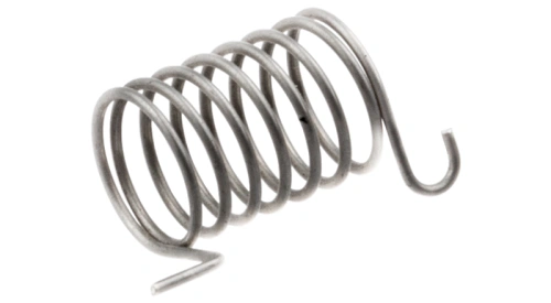 Sprężyna gaźnika do pilarki 365, 372XP husqvarna. Białe tło. Metalowa, spiralna sprężyna.