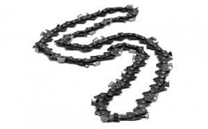 Łańcuch tnący HUSQVARNA .325/1,5mm/56DL w kolorze czarnym, leżący na białym tle. Zawiera metalowe ogniwa, zaprojektowany do precyzyjnego cięcia. Widoczne napisy na ogniwach są czytelne. Produkt w nowym stanie, bez widocznych uszkodzeń.