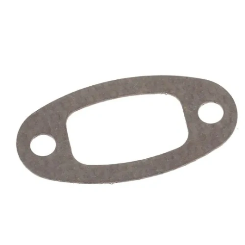 uszczelka tłumika pilarki T425 Husqvarna, szara ba białym tle, owalny kształt z widocznymi otworami,