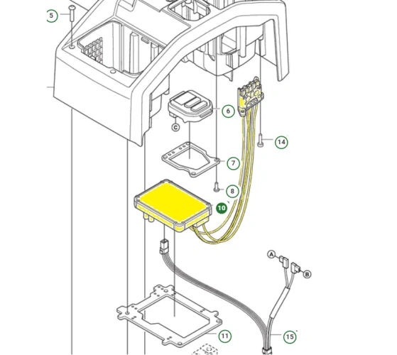 schemat przedstawia jednostkę sterującą przeznaczoną do zagęszczarek Husqvarna. Jednostka jest dedykowana do modelu Husqvarna LF 60iLAT