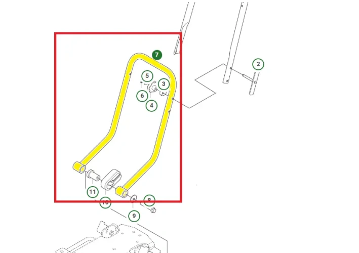 schemat przedstawia uchwyt dolny przeznaczony do zagęszczarek Husqvarna. Uchwyt jest dedykowany do modelu Husqvarna LF 60iLAT