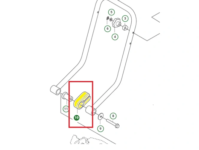 schemat przedstawia amortyzator przeznaczony do zagęszczarek Husqvarna. Amortyzator jest dedykowany do modelu Husqvarna LF 60iLAT