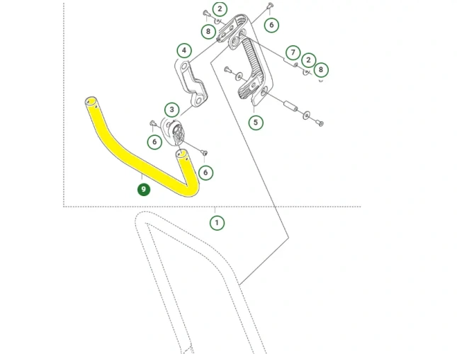 schemat przedstawia uchwyt tłumiący przeznaczony do zagęszczarek Husqvarna. Uchwyt jest dedykowany do modelu Husqvarna LF 60iLAT