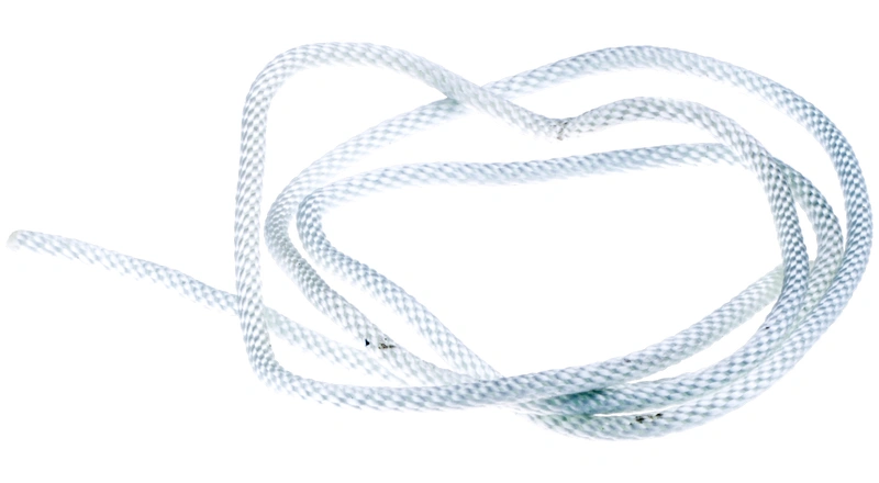 Linka rozrusznika pilarki T425 Husqvarna, wykonana z białego, elastycznego materiału, zwinięta w okrąg. Widoczna gładka tekstura i spiralny splot, bez dodatkowych oznaczeń czy dekoracji.