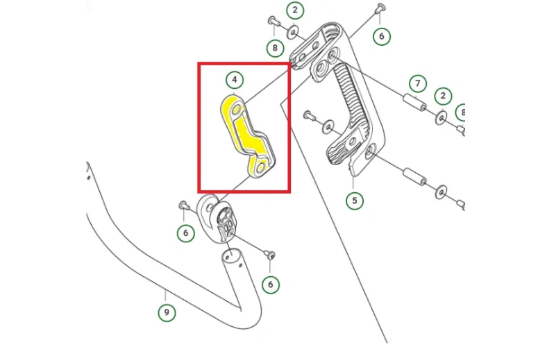 schemat przedstawia amortyzator wspornika do zagęszczarek Husqvarna. Amortyzator wspornika jest dedykowany do modelu Husqvarna LF 60iLAT