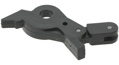 Dźwignia hamulca pilarki 543 XP Husqvarna w kolorze czarnym. Produkt leży na białym tle, ukazując kształt narzędzia, które ma prostą, ergonomiczną konstrukcję. Widoczny detal to zakrzywiony koniec.