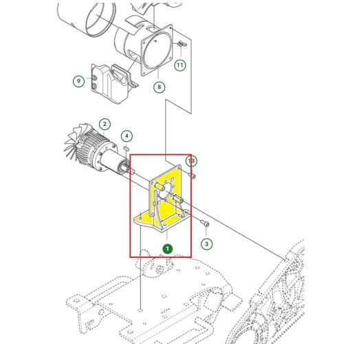 schemat przedstawia mocowanie silnika do zagęszczarek Husqvarna. Mocowanie silnika jest dedykowane do modelu Husqvarna LF 60iLAT